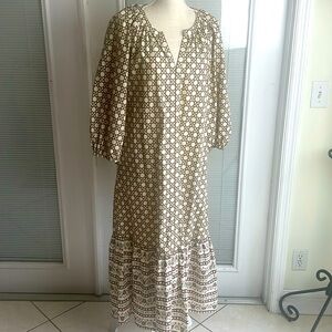 Tuckernuck Geometric Maxi Dress in Cream and Brown size M #beautiful